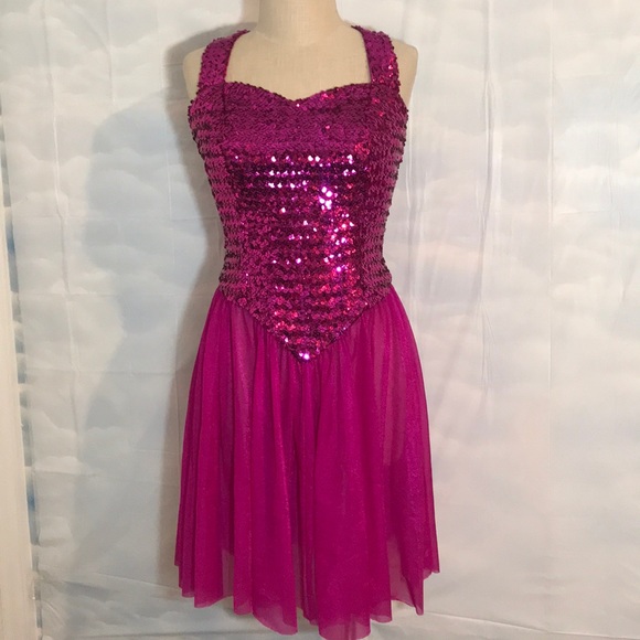 Costume Dresses & Skirts - Hot Pink Sequined Dance Halloween Costume size S